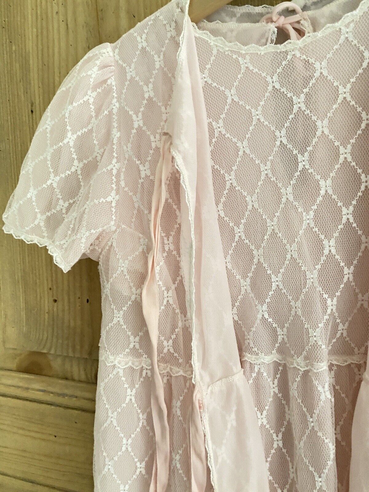 Vintage French PINK young girl lingerie SLEEPING SET 14 years c1950