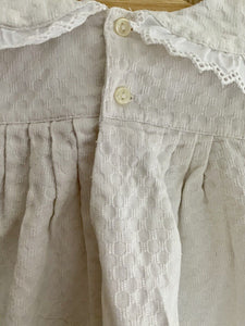 Vintage French BABY dress FRILL COLLAR PIQUE cotton DOLL c1950