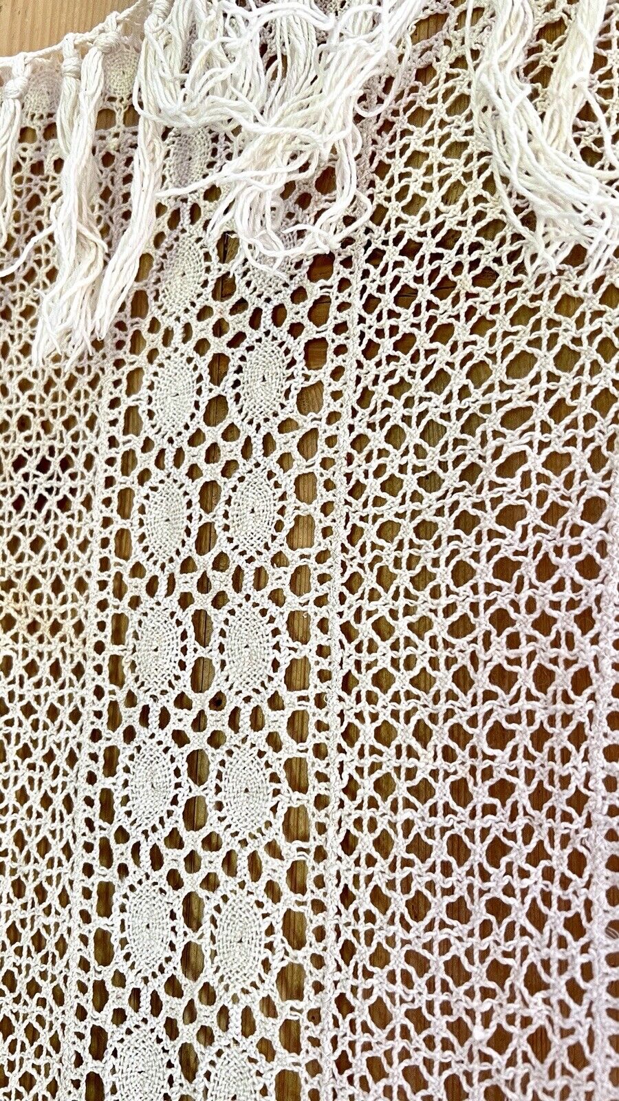 Antique French FILET LACE cotton CURTAIN c1920