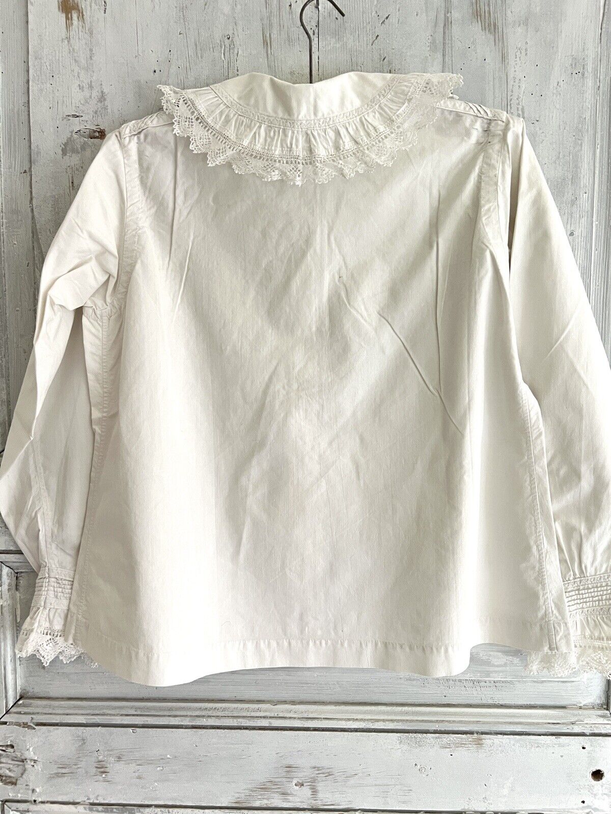 Rare VICTORIAN French woman embroidered BLOUSE pintucks LACE frill CM mono c1900