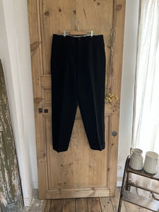 Vintage French RUSTIC peasant BLACK wool PANTS trouser c1930