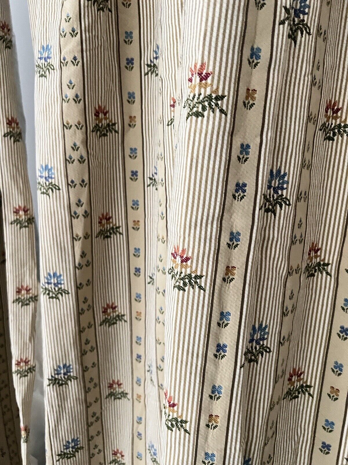 Pair vintage HEAVY French floral DAMASK cotton CURTAINS Empire style BACKEDc1950