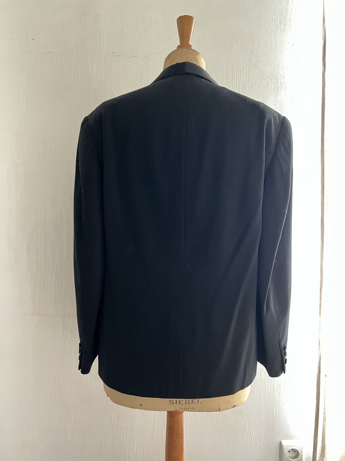 Antique French man BLACK wool TUXEDO jacket SILK shawl collar c1920