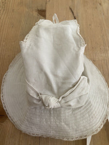 Vintage French girl cotton SUMMER CAP knot c1920