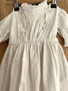 Antique French child DAMASK COTTON PRESENTATION DRESS PLASTRON c1900