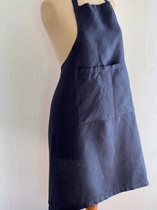 French UPCYCLED linen INDIGO WORK WEAR APRON Les Toiles Blanches