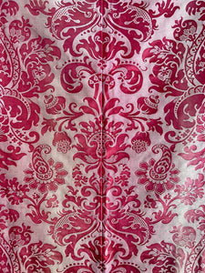 Antique French DAMASK RED GOLD SILK panel indiennes ARABESQUES DECOR c1880