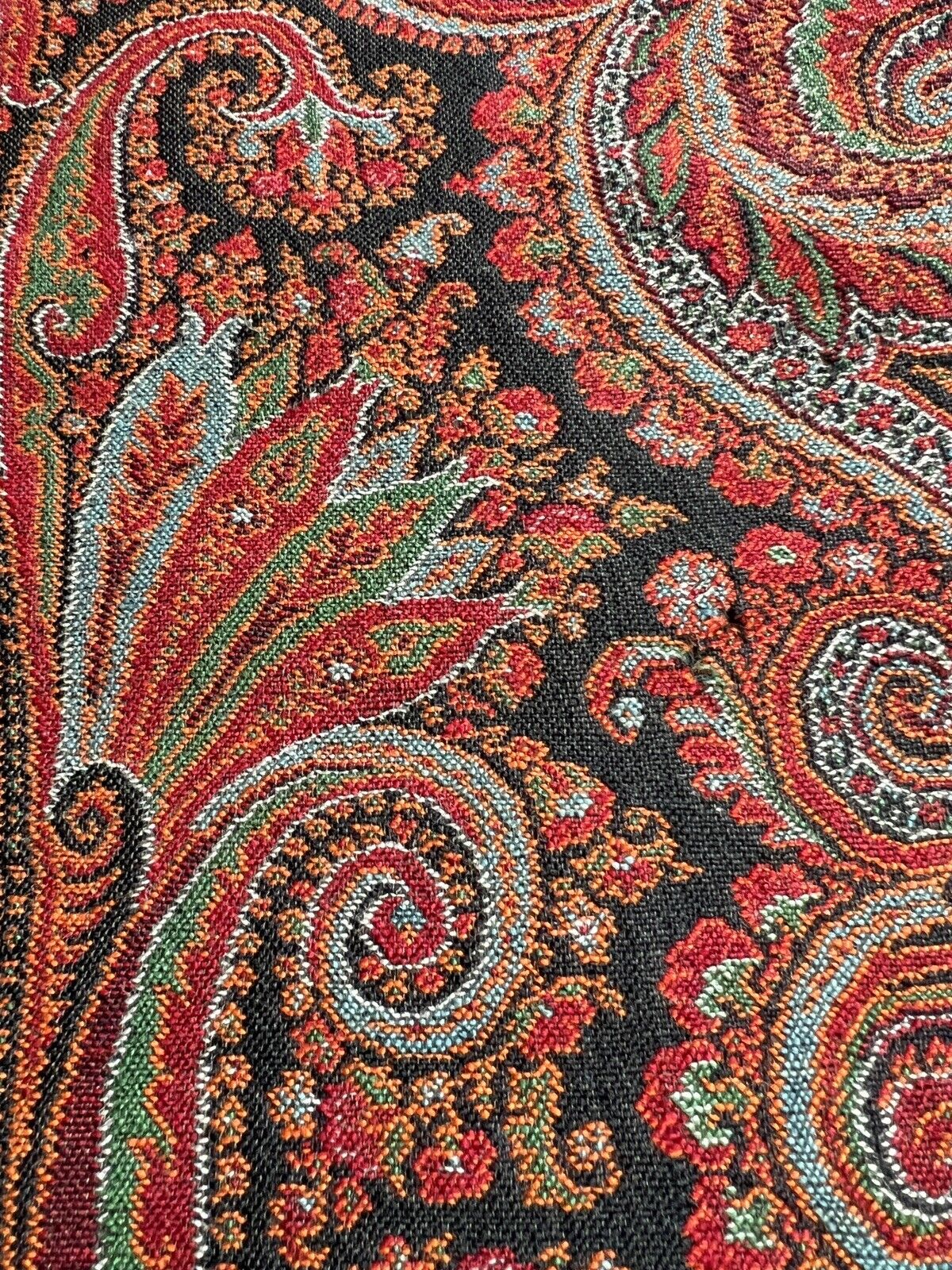 Stunning XXL antique VICTORIAN Kashmir PAISLEY piano WOOL SHAWL tablecloth c1880