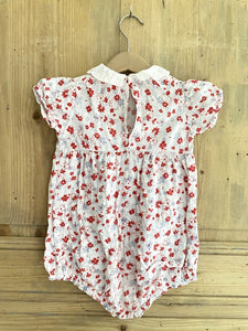 Vintage French FLORAL cotton BABY ROMPER c1950