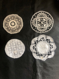 Art Nouveau French CIRCULAR DOILIES OPENWORKS napperon lot c1920