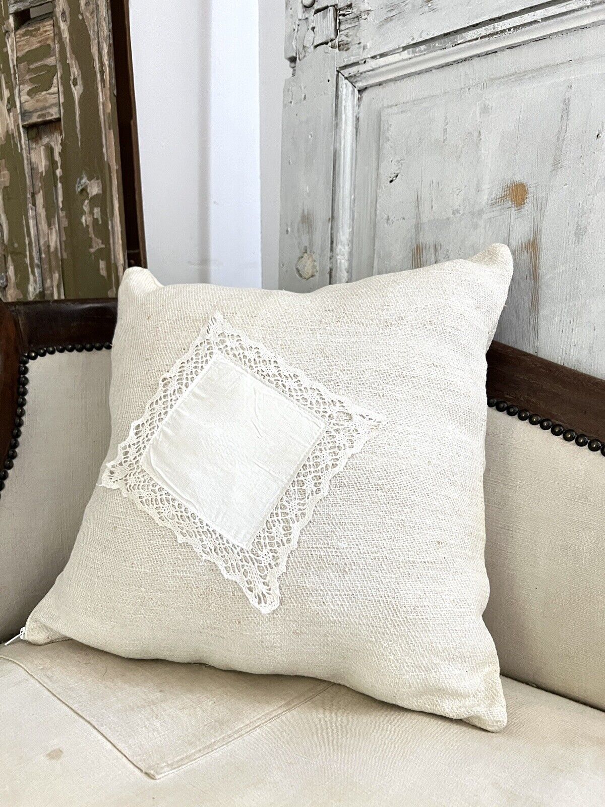 UPCYCLED vintage French GRAIN SACK PILLOW COVER natural tone