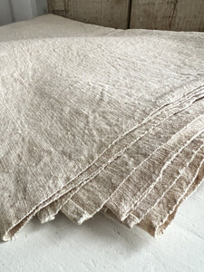 PRIMITIVE UNUSED French HOMESPUN LINEN sheet EE m  CENTRAL SEAM c1830