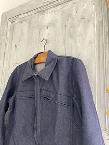 Vintage French WORK WEAR jacket cotton blue DENIM blouson c1950