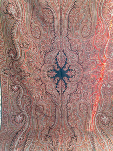 Stunning XXL antique VICTORIAN Kashmir PAISLEY piano WOOL SHAWL tablecloth c1880