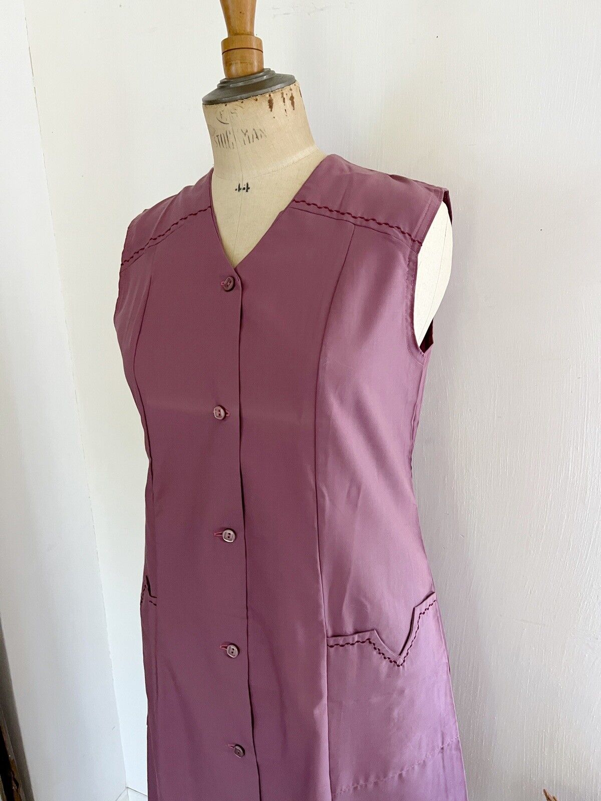 Vintage French PALE PURPLE rustic WORK WEAR APRON Provence c 1950