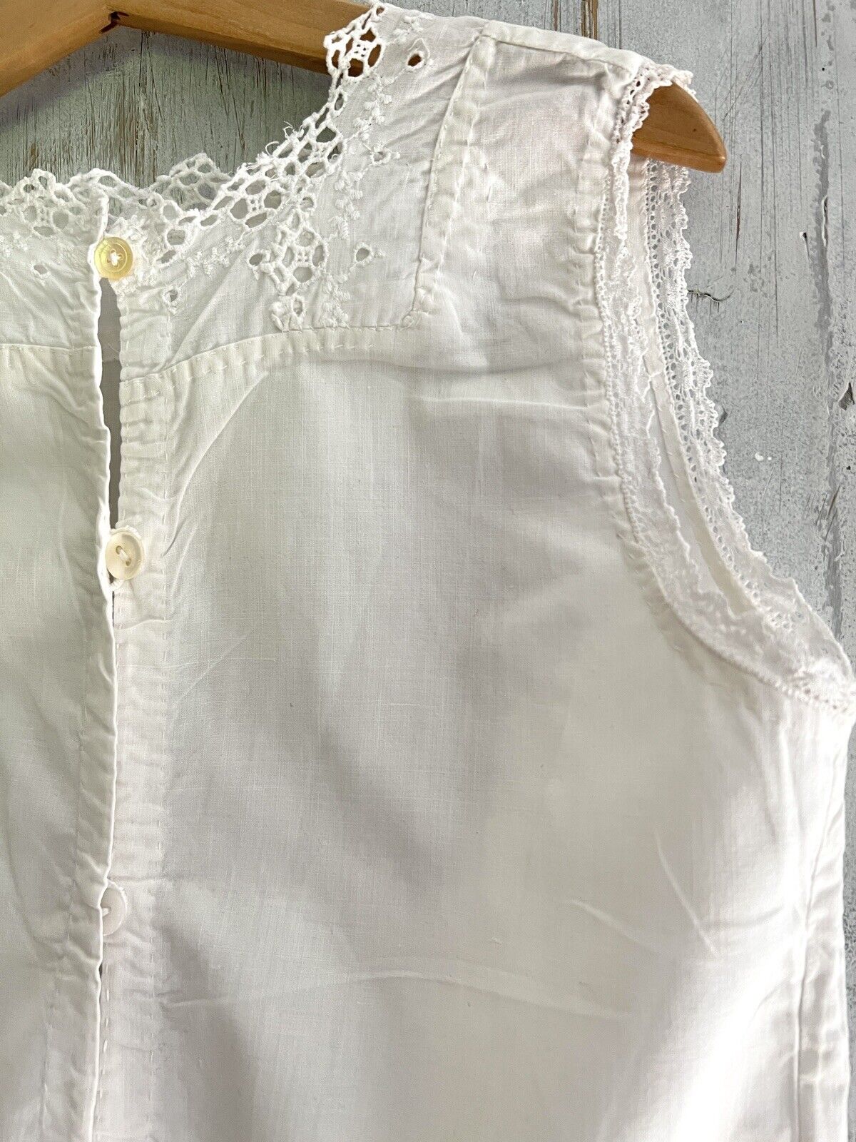 Antique French embroidered COTTON young girl LACE under dress c1900