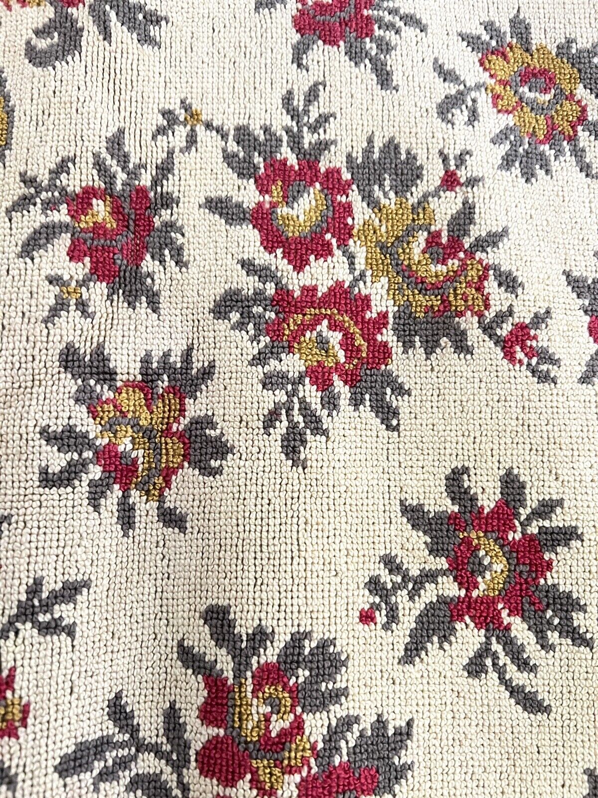 Vintage French FLORAL cotton PROVENCAL GOLD tablecloth wall hanging FRINGE c1950