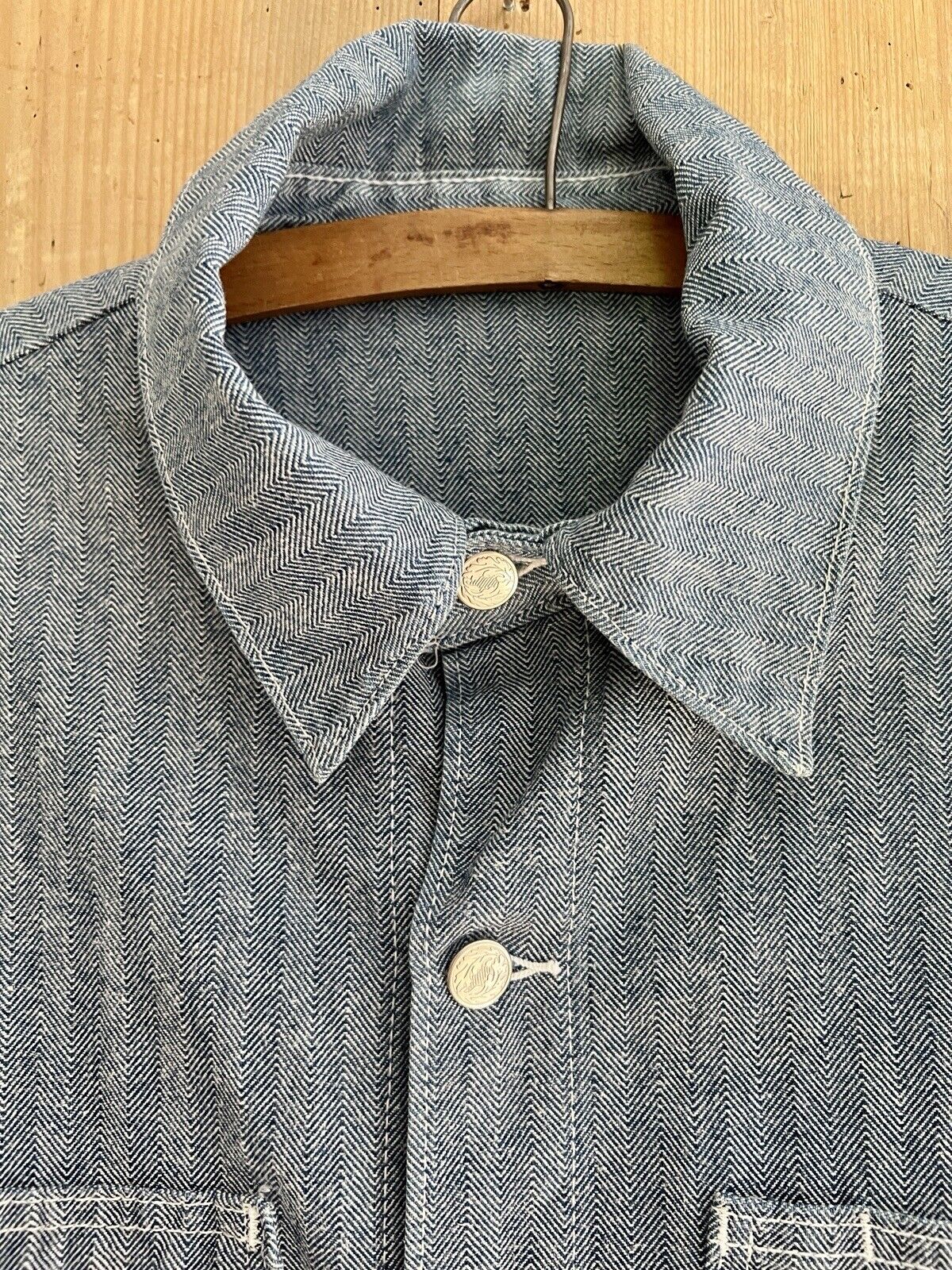 Vintage American WORK WEAR jacket cotton blue CHAMBRAY c1950