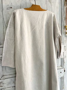 Antique French PRIMITIVE pure FLOPPY LINEN nightshirt c1830