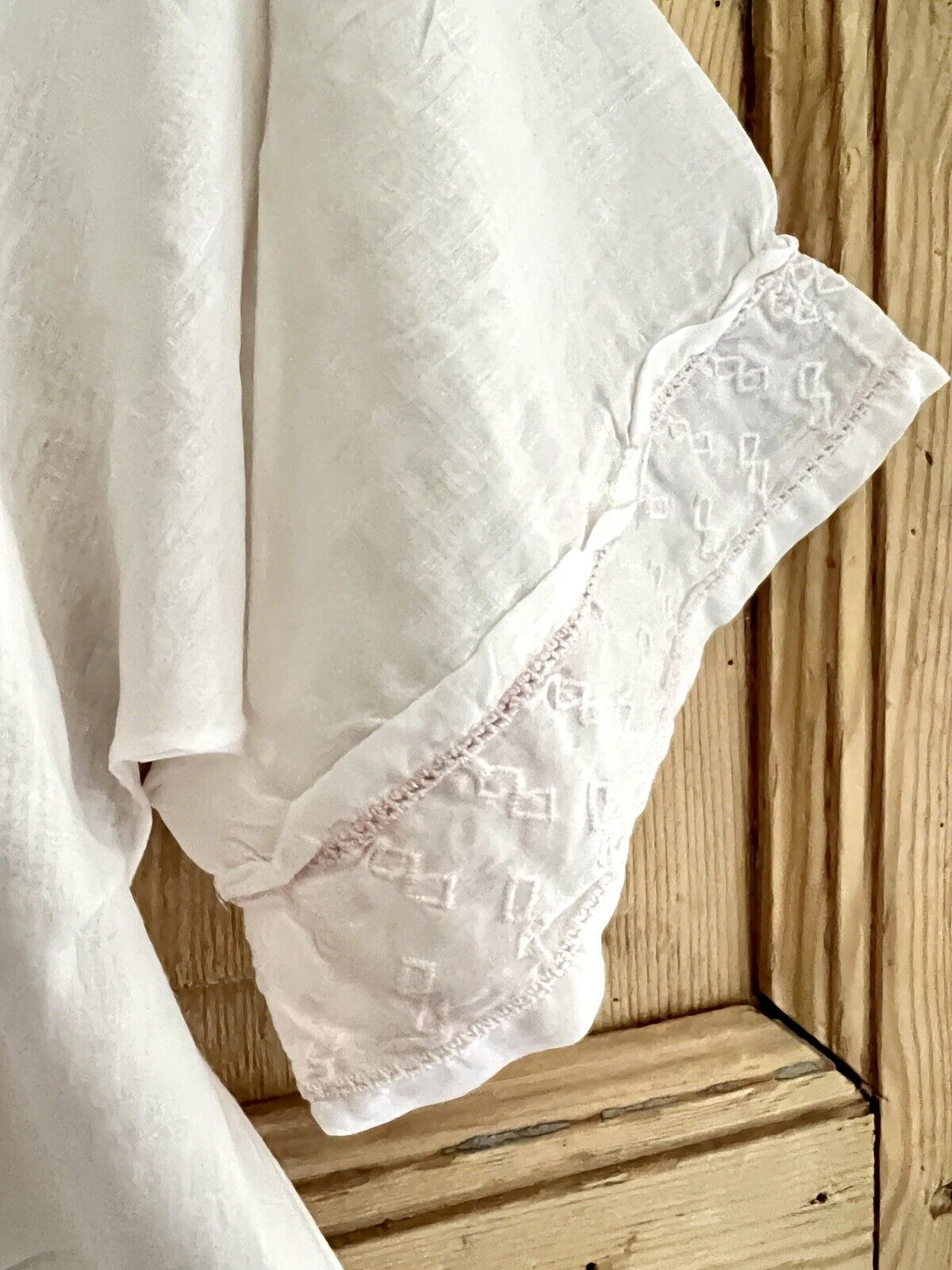 Vintage LONG romantic NIGHTSHIRT cotton veil embroidered FRILL c1930