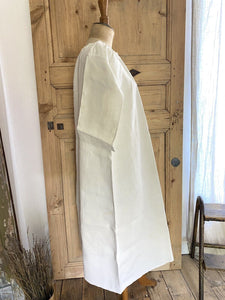 Antique French PRIMITIVE LINEN FIL nightshirt unused MC mono c1850