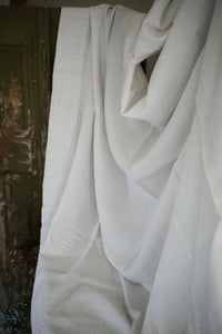 Antique French FIL OF LINEN sheet EM mono WASHED c1880