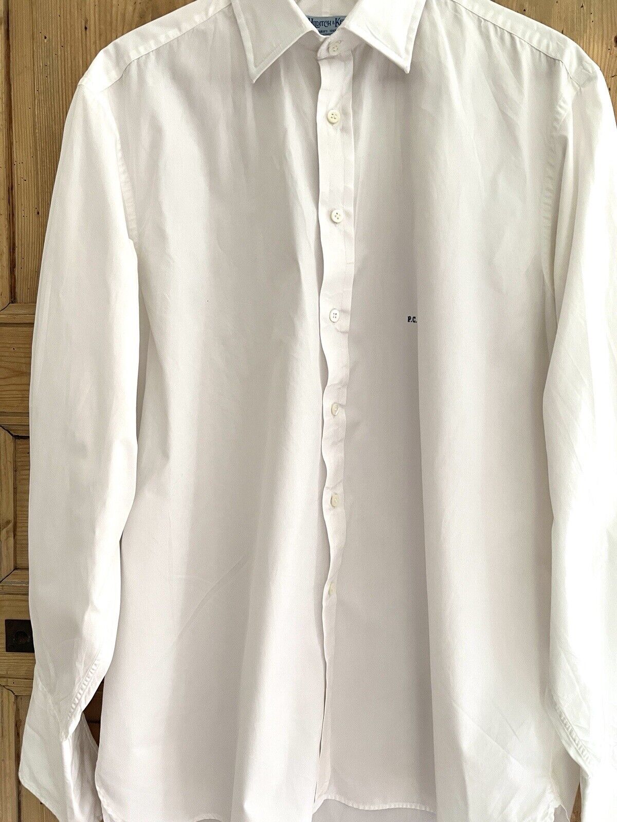 Antique French man COUTURE POPLIN COTTON SHIRT PG mono c 1920