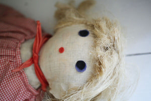 Vintage French RUSTIC handmade COUNTRY GIRL RAG DOLL c1950