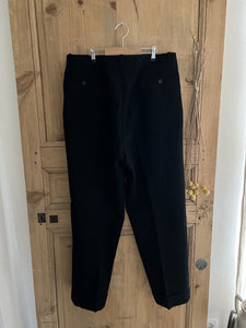 Vintage French RUSTIC peasant BLACK wool PANTS trouser c1930