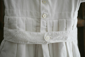 Vintage French CHRISTENING dress cotton GROS GRAIN lace c1950