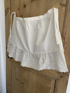 Vintage French service APRON work wear cotton BRODERIE ANGLAISE c1950