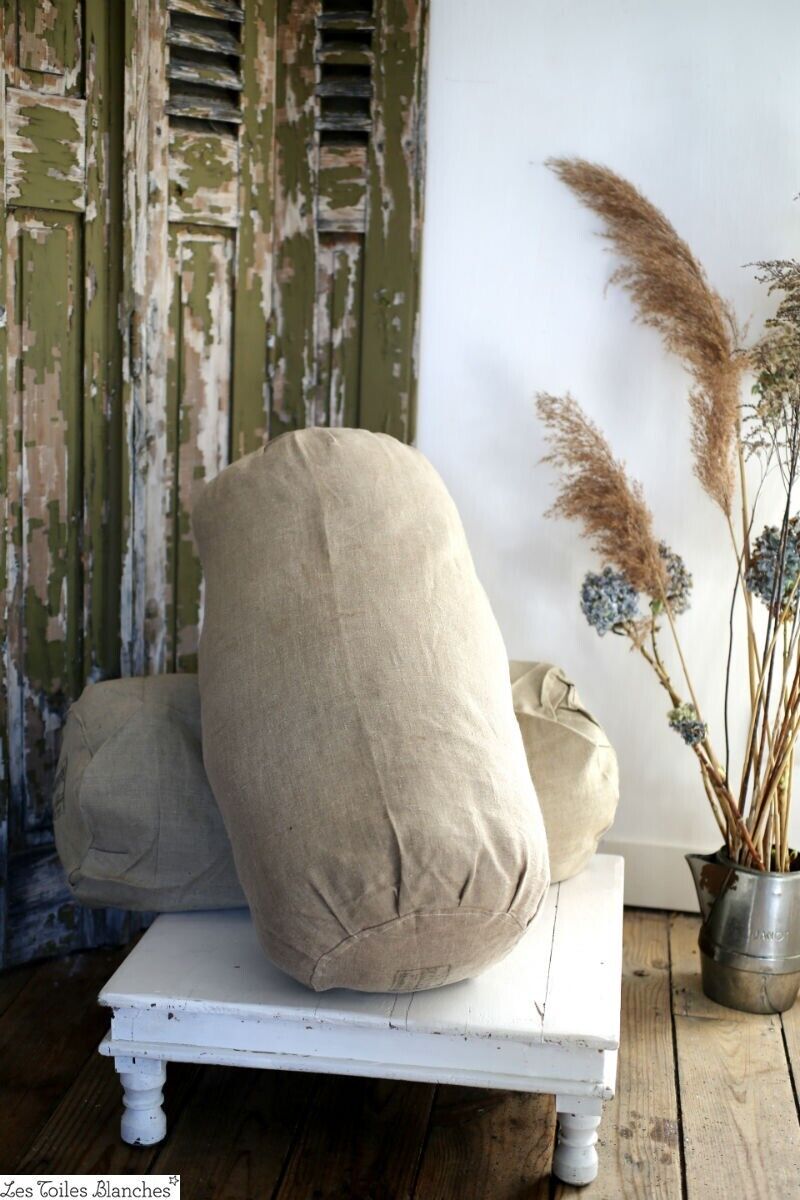 Vintage French army PILLOW COVER natural tone c1930