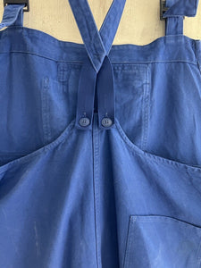 Vintage French large WORK WEAR overalls INDIGO blue cotton c1950