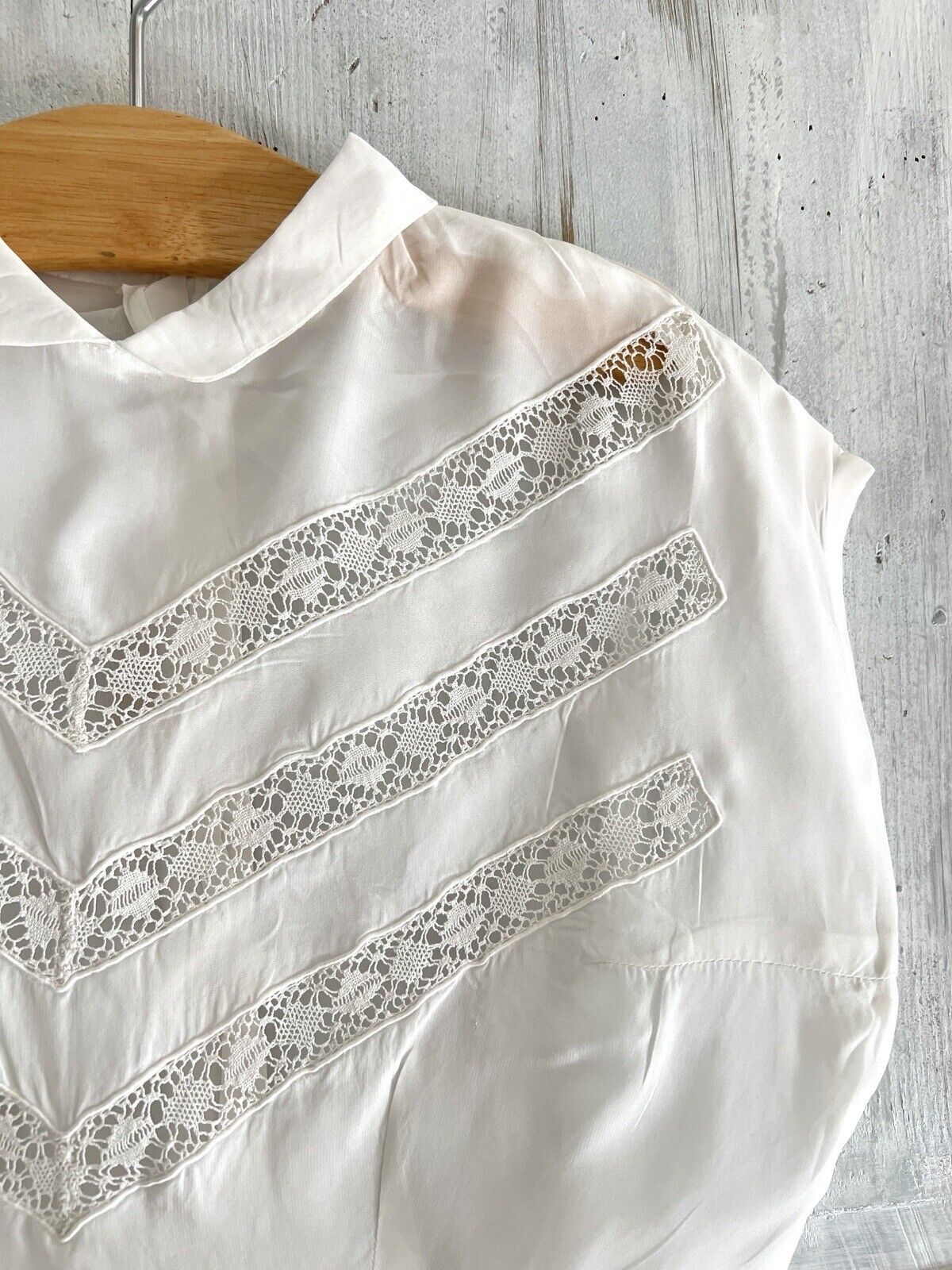 Vintage embroidered acetate BLOUSE lace entredeux c1950