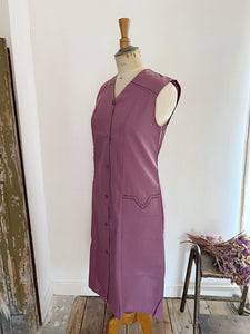 Vintage French PALE PURPLE rustic WORK WEAR APRON Provence c 1950