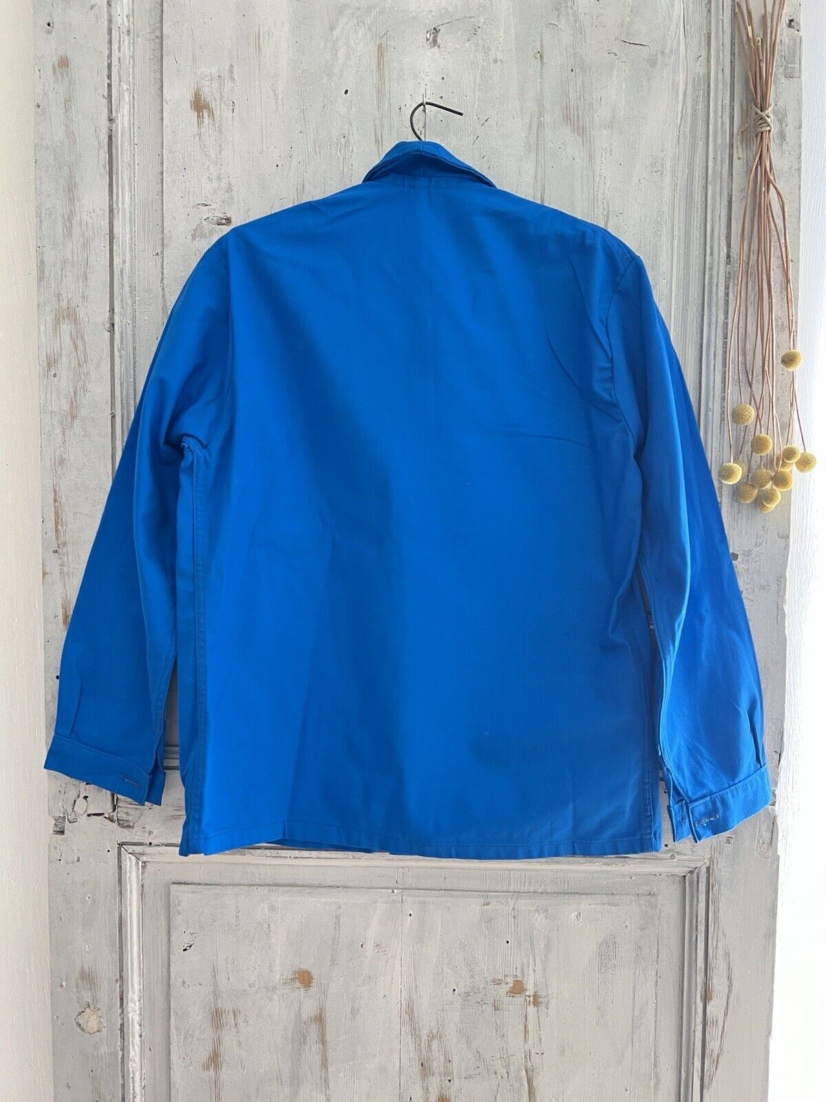 Vintage French hand PATCHED BLEU DE TRAVAIL jacket WORK WEAR INDIGO BLUE c1950