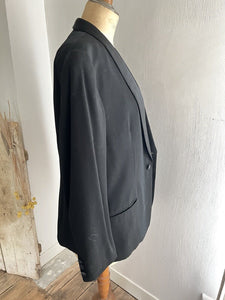 Antique French man BLACK wool TUXEDO jacket SILK shawl collar c1920