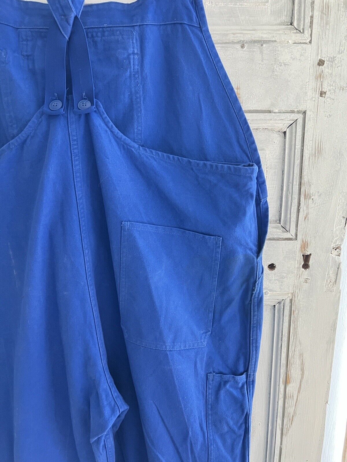 Vintage French large WORK WEAR overalls INDIGO blue cotton c1950