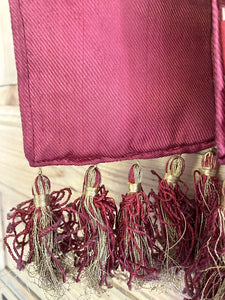 Vintage French CARDINAL RED gold silk cotton liturgic PRIEST STOLE FRINGES c1930