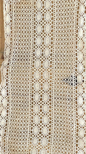 Antique French FILET LACE cotton CURTAIN c1920