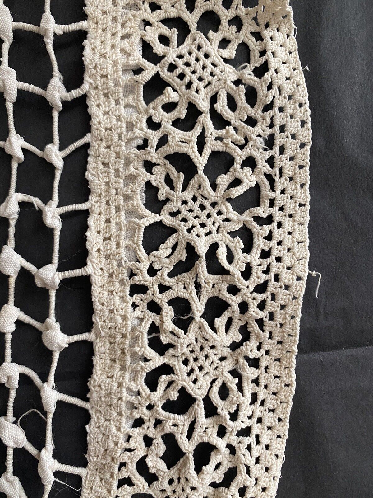 Vintage French filet lace DOILY cotton napperon net c1930