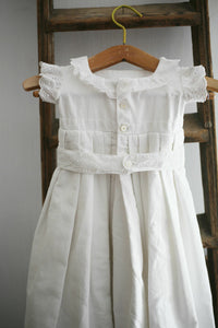 Vintage French CHRISTENING dress cotton GROS GRAIN lace c1950