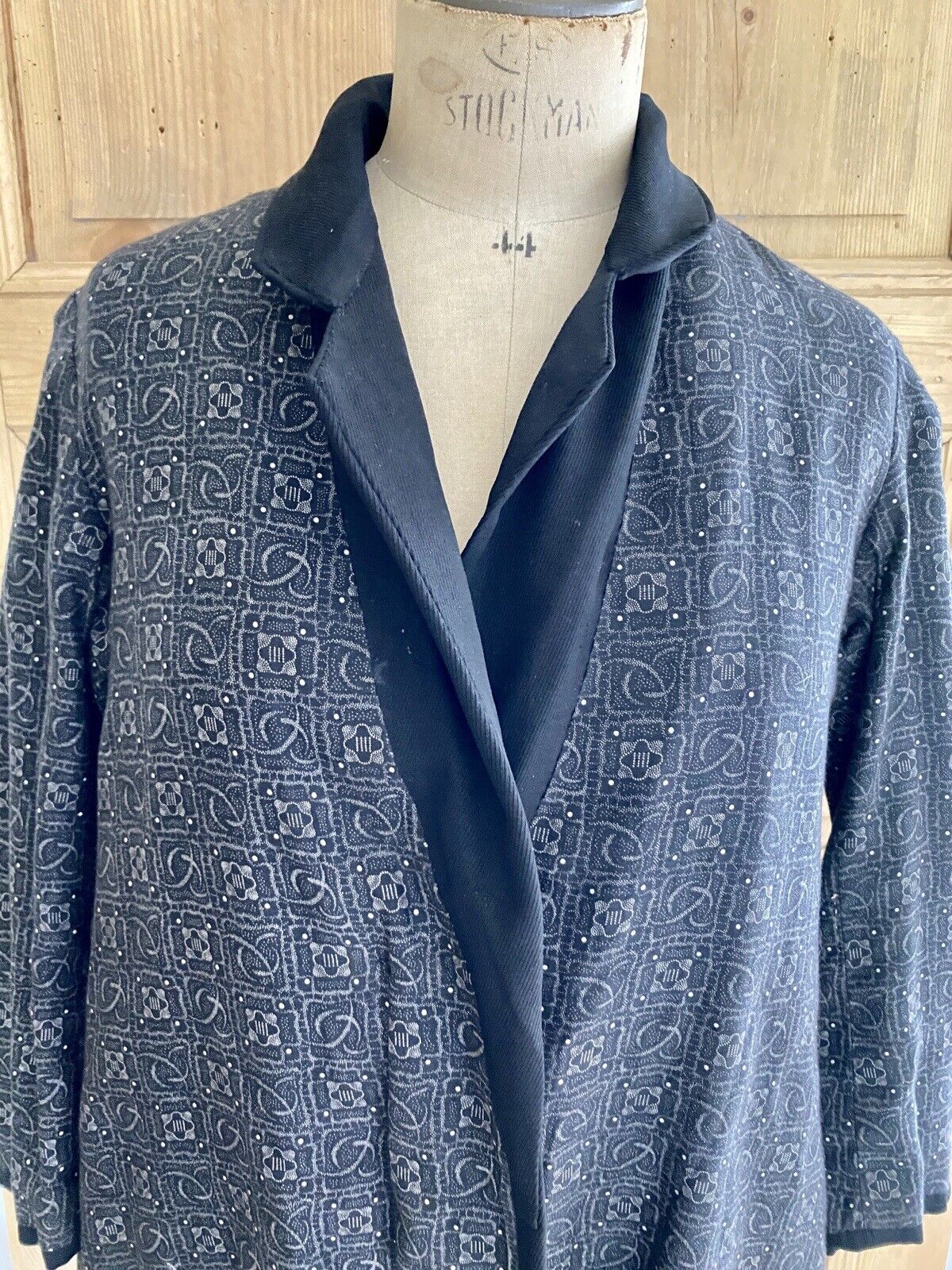 Art Deco RARE French woman KIMONO summer COAT black COTTON c1930