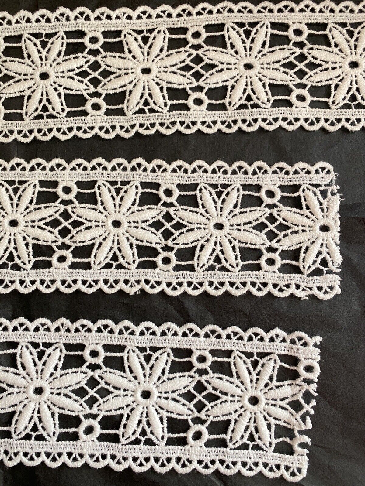 LOT vintage French ENTREDEUX cotton LACE trim c1950