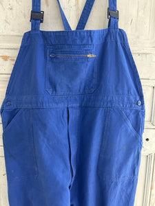 Vintage French large WORK WEAR overalls INDIGO blue cotton c1950