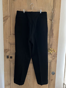 Vintage French RUSTIC peasant BLACK wool PANTS trouser c1930