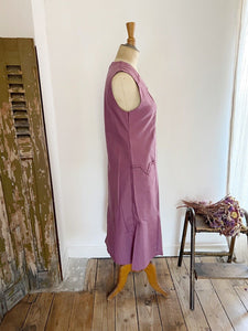 Vintage French PALE PURPLE rustic WORK WEAR APRON Provence c 1950