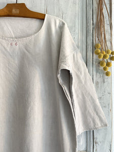 Antique French PRIMITIVE pure FLOPPY LINEN nightshirt c1830