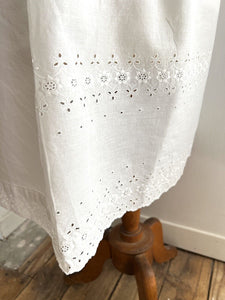 Vintage French cotton PETTICOAT eyelet BRODERIES ANGLAISES adjustable LACE c1950