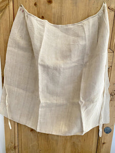 PRIMITIVE French WORK WEAR homespun LINEN NUNNERY pleated APRON PB mono c1830